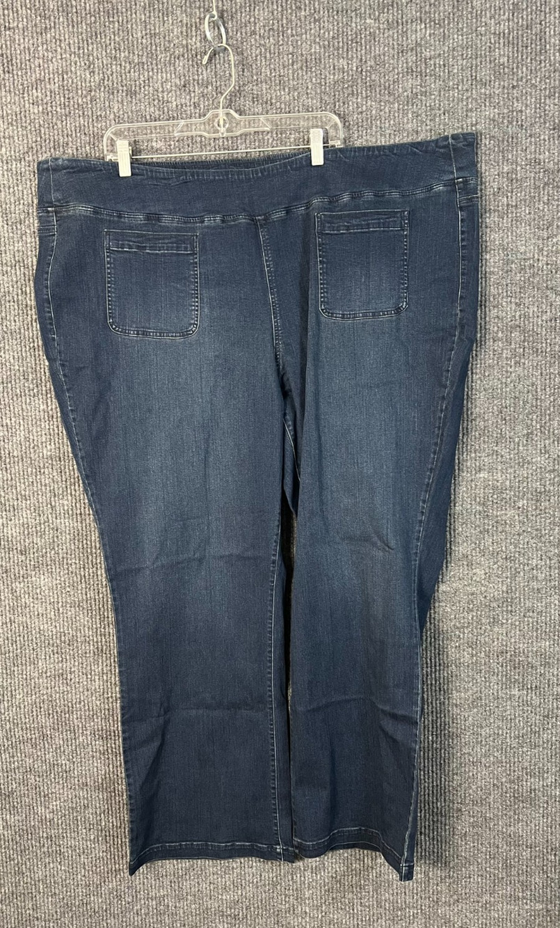 Belle Kim Gravel Jeans Womens Plus 32W Blue Dark Wash Baby Boot Cut Triple Luxe